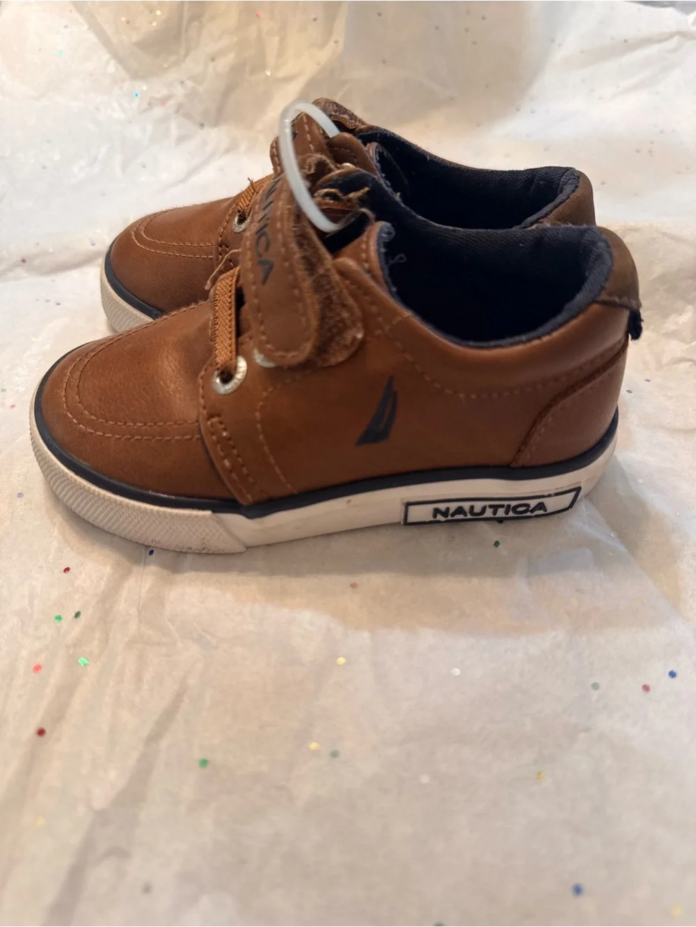 Nautica Toddlers' Tan Faux-Leather Hook-and-Loop Boat Shoes